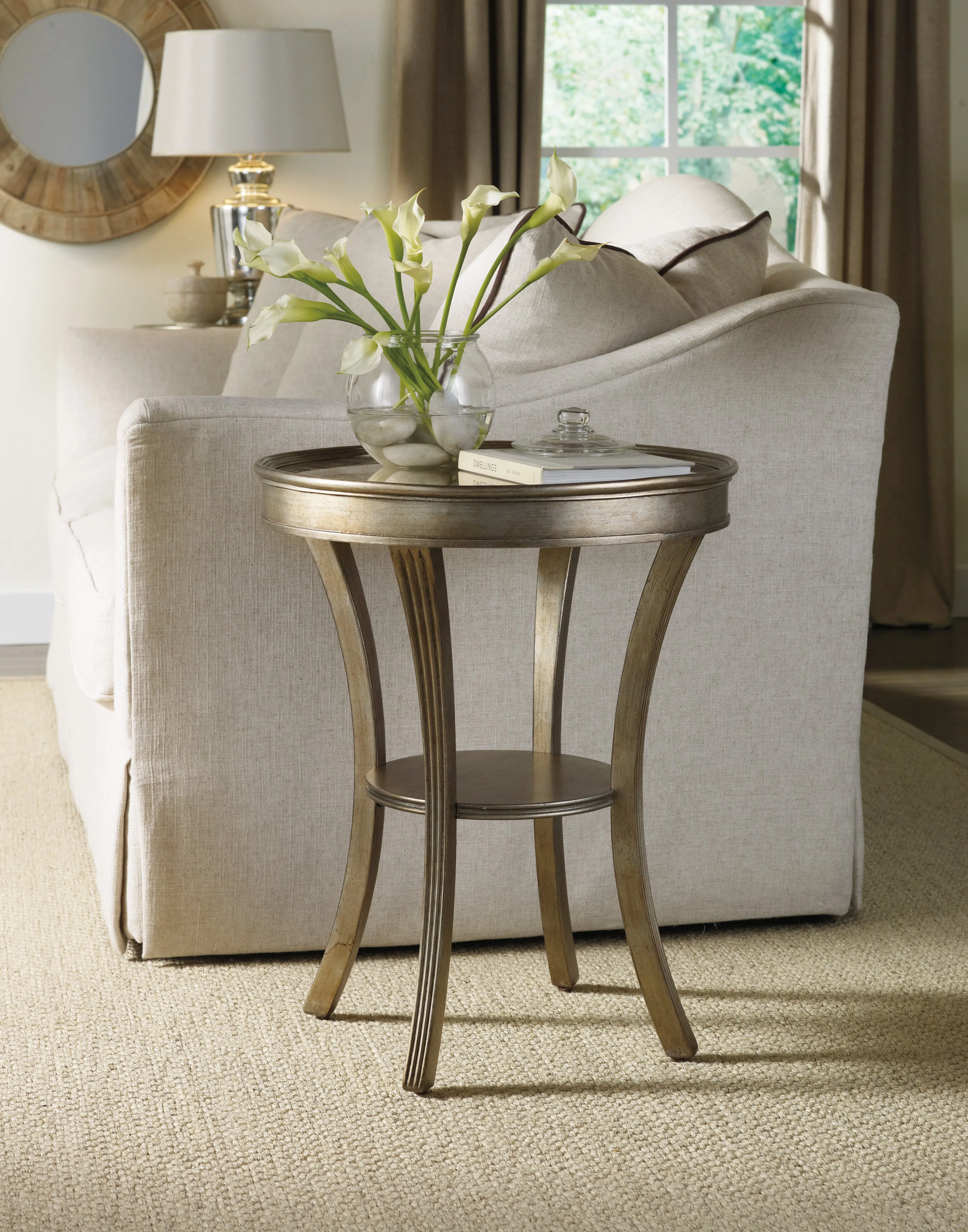 Sanctuary Round Mirrored Accent Table - Visage 2 Sanctuary Round Mirrored Accent Table - Visage