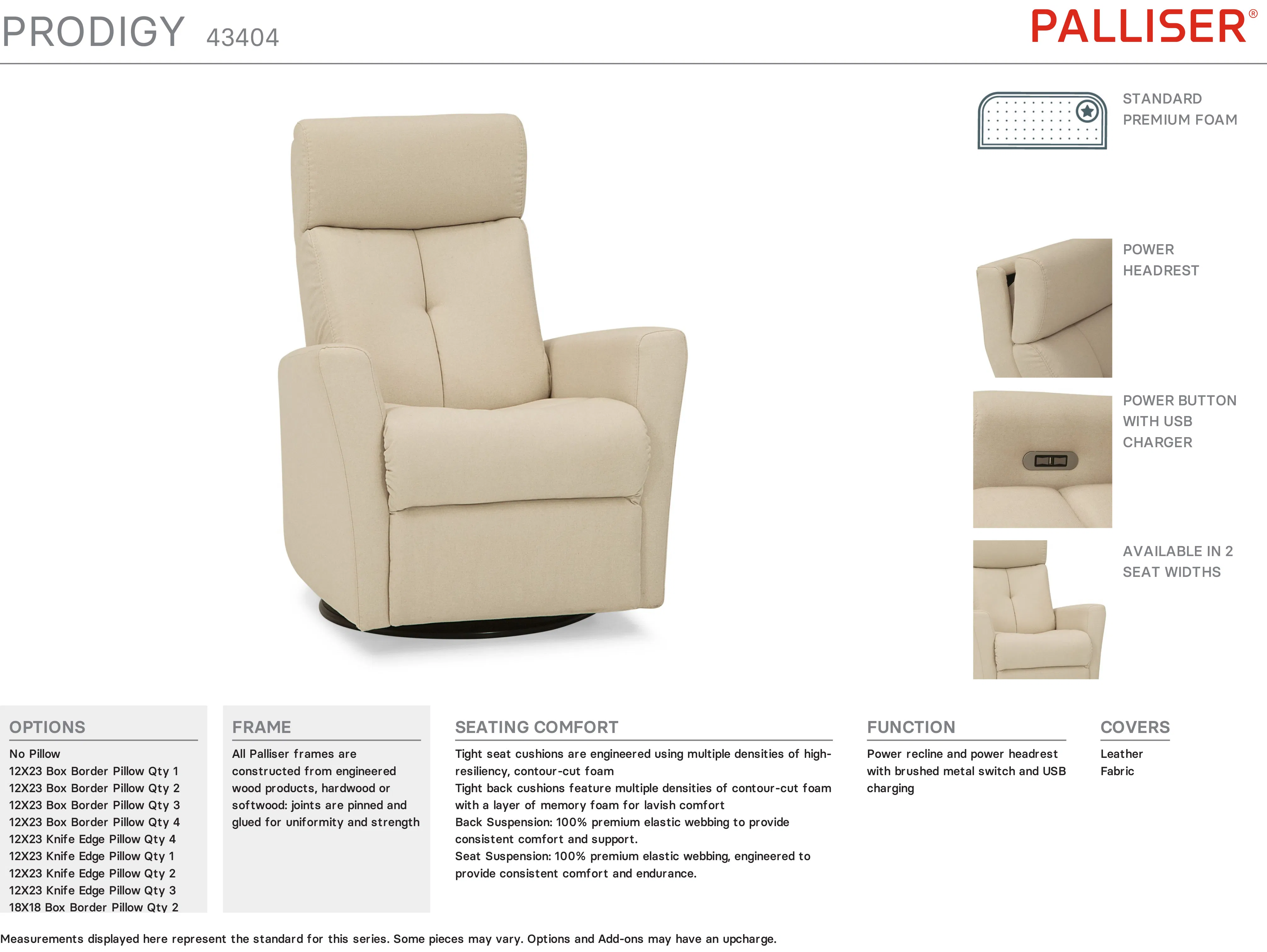 Prodigy 43404 Power Headrest Power Recliner (31" wide) +200 colors 9 Prodigy 43404 Power Headrest Power Recliner (31" wide) +200 colors