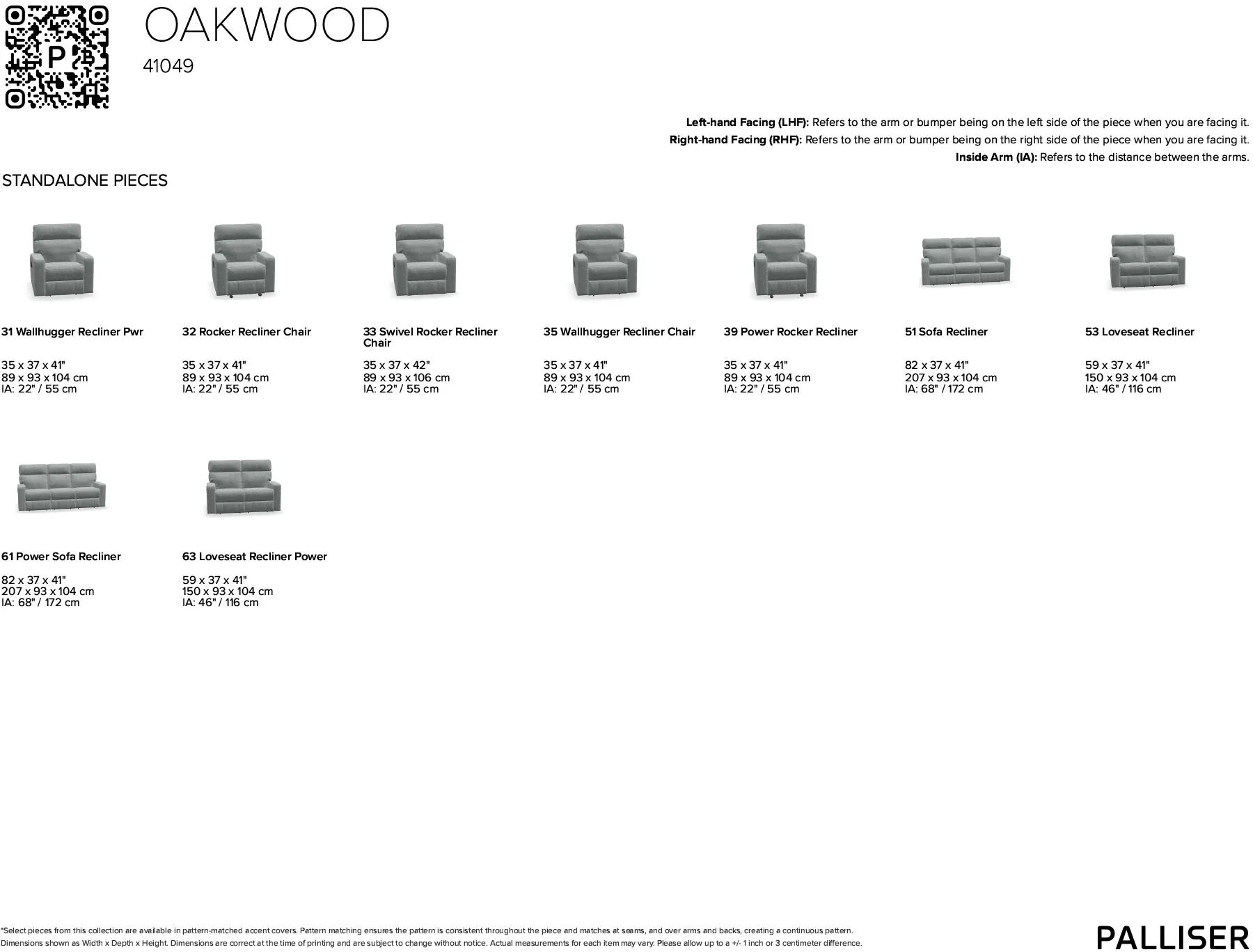 Oakwood 41049 Reclining Sofa (81") +50 fabrics 9 Oakwood 41049 Reclining Sofa (81") +50 fabrics